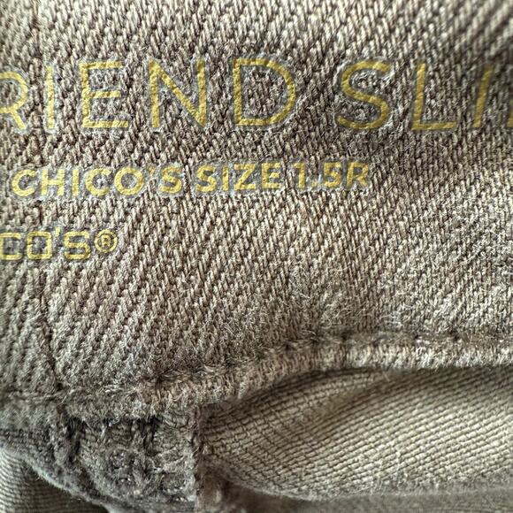 Chico’s So Slimming Girlfriend Slim Leg Ankle Brown Denim Jeans Size 10R (1.5R) - Picture 4 of 12